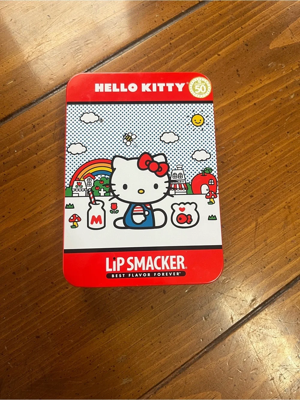 Hello Kitty Lip Smacker Collectible Tin - Red/White with 8 Lip Smackers